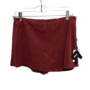 NWT RNWY Burgundy Contemporary Fashion Wrap Front Skort Size L 2.99